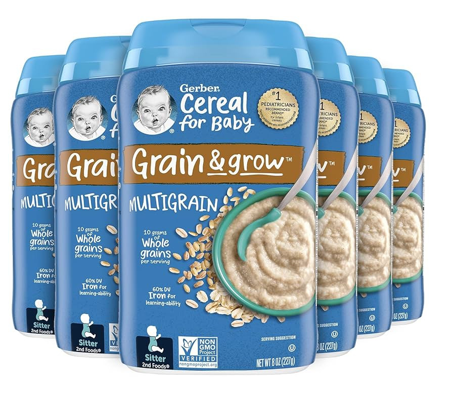 Gerber Baby Cereal 2nd Foods, Grain & Grow, Multigrain, 8 Ounces (Pack of 6) | Amazon (US)