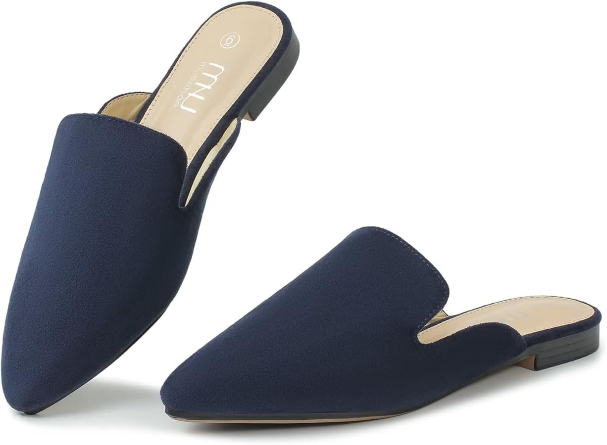 MUSSHOE Mules for Women Flats Comfortable Pointed Toe Women Mules | Amazon (US)