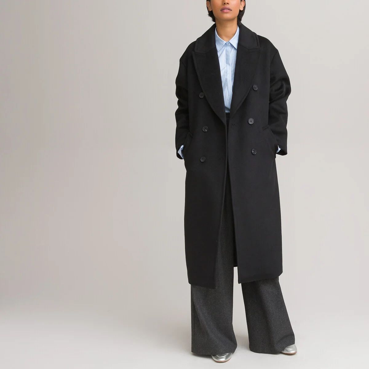 Recycled Wool Mix Coat with Button Fastening | La Redoute (UK)