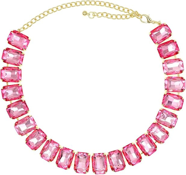 JNF Crystal Rhinestone Choker Collar Necklace For Women Colorful Gemstones Neck Chain Trendy Spar... | Amazon (US)