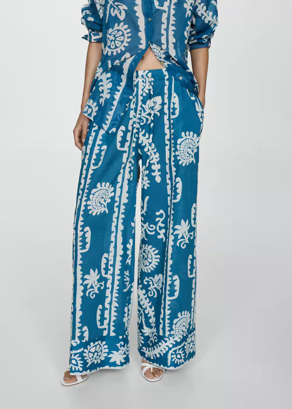 Wide leg printed pants -  Women | Mango USA | MANGO (US)