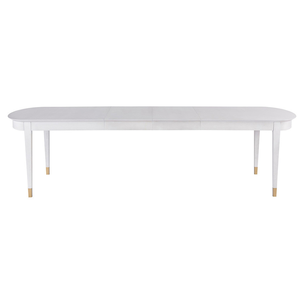 Riya Modern Classic White Wood Rectangular Dining Table- 114"" W | Kathy Kuo Home