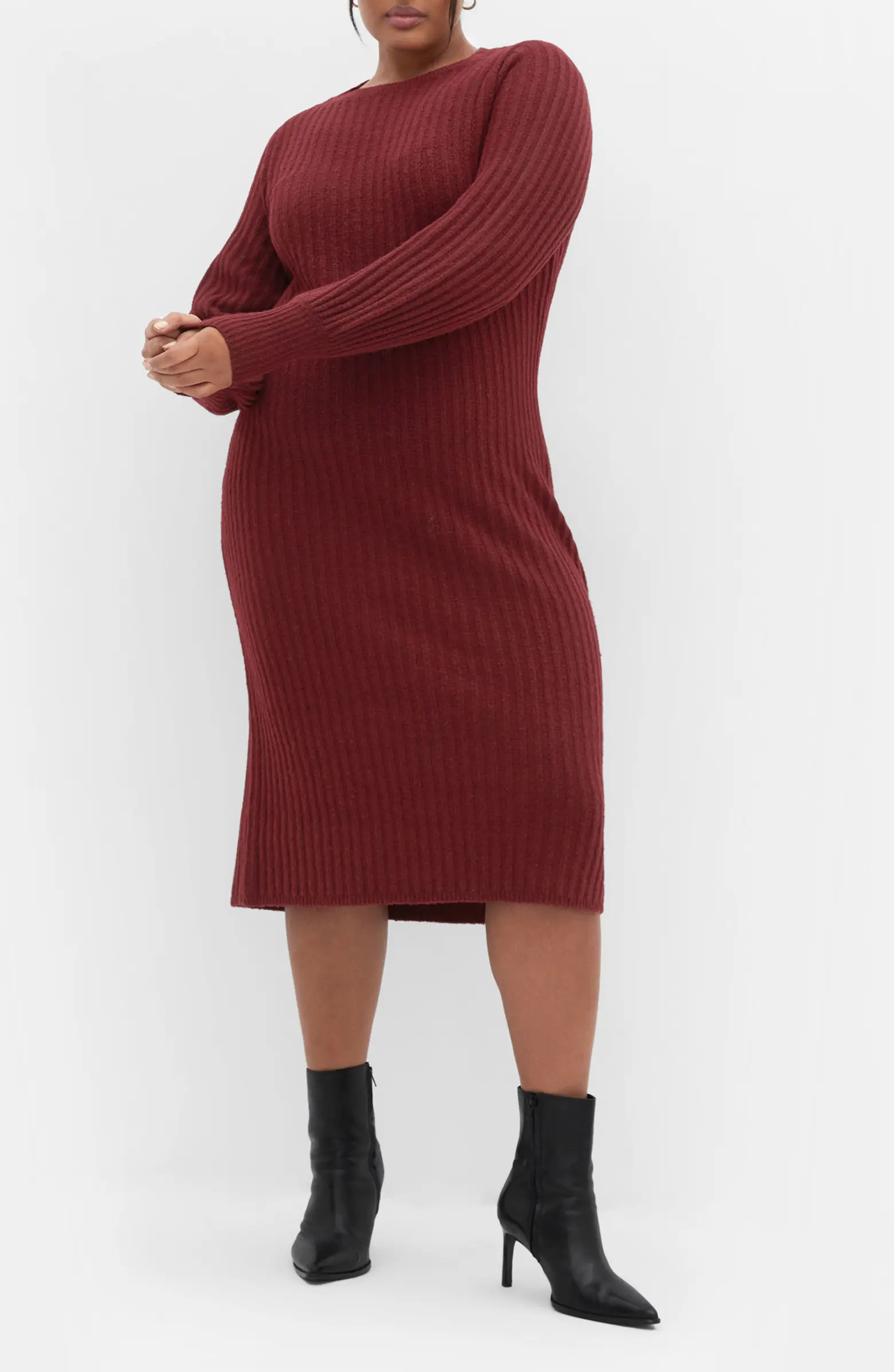 Sarah Long Sleeve Rib Sweater Midi Dress | Nordstrom