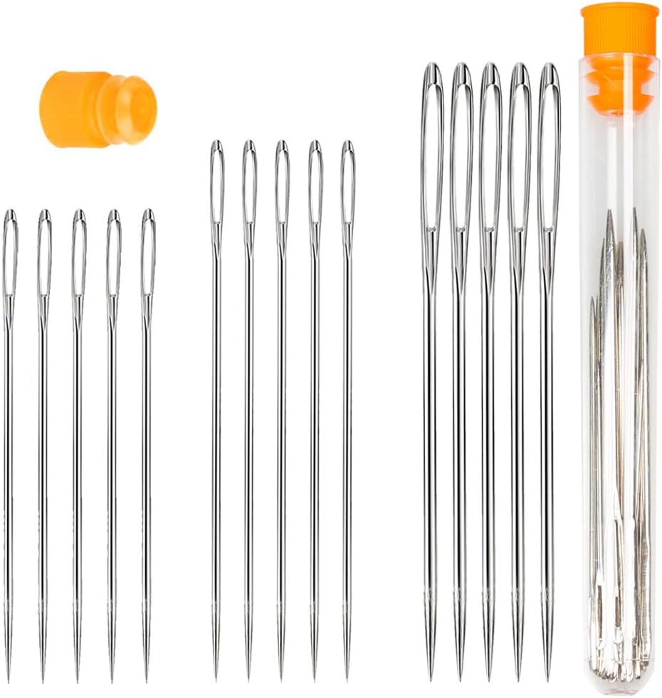 Large Eye Sewing Needles, Sewing Needles, Hekisn Stainless Steel Embroidery Thread Needle, Handmade Yarn Knitting Needles Leather Needle (15 Pcs) | Amazon (US)