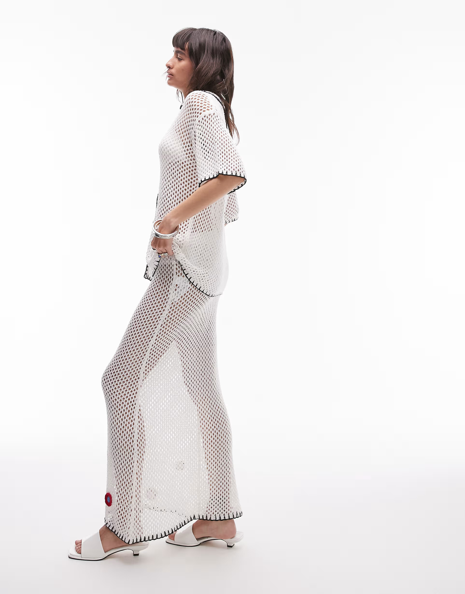 Topshop flower knit maxi skirt in cream - part of a set | ASOS (Global)