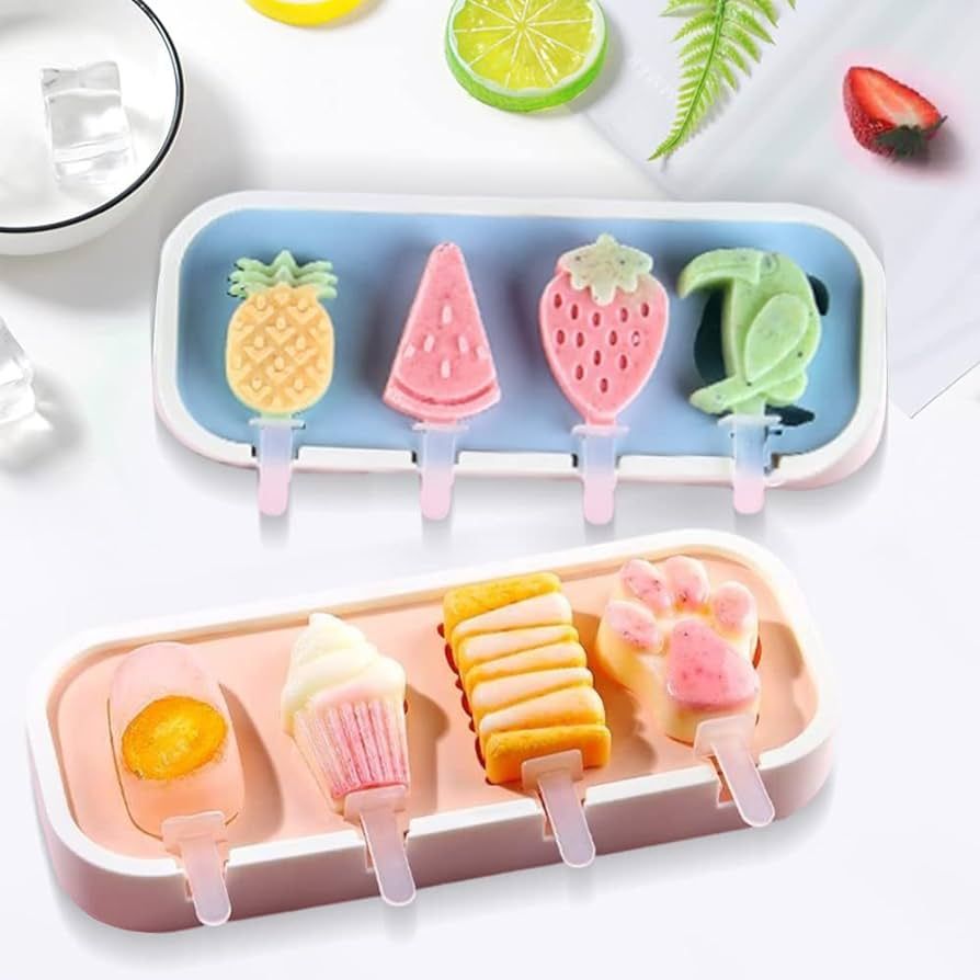 Popsicles Molds, Mini Popsicle Molds for Kids Baby Cute Shapes Silicone Popsicle Molds BPA Free R... | Amazon (US)