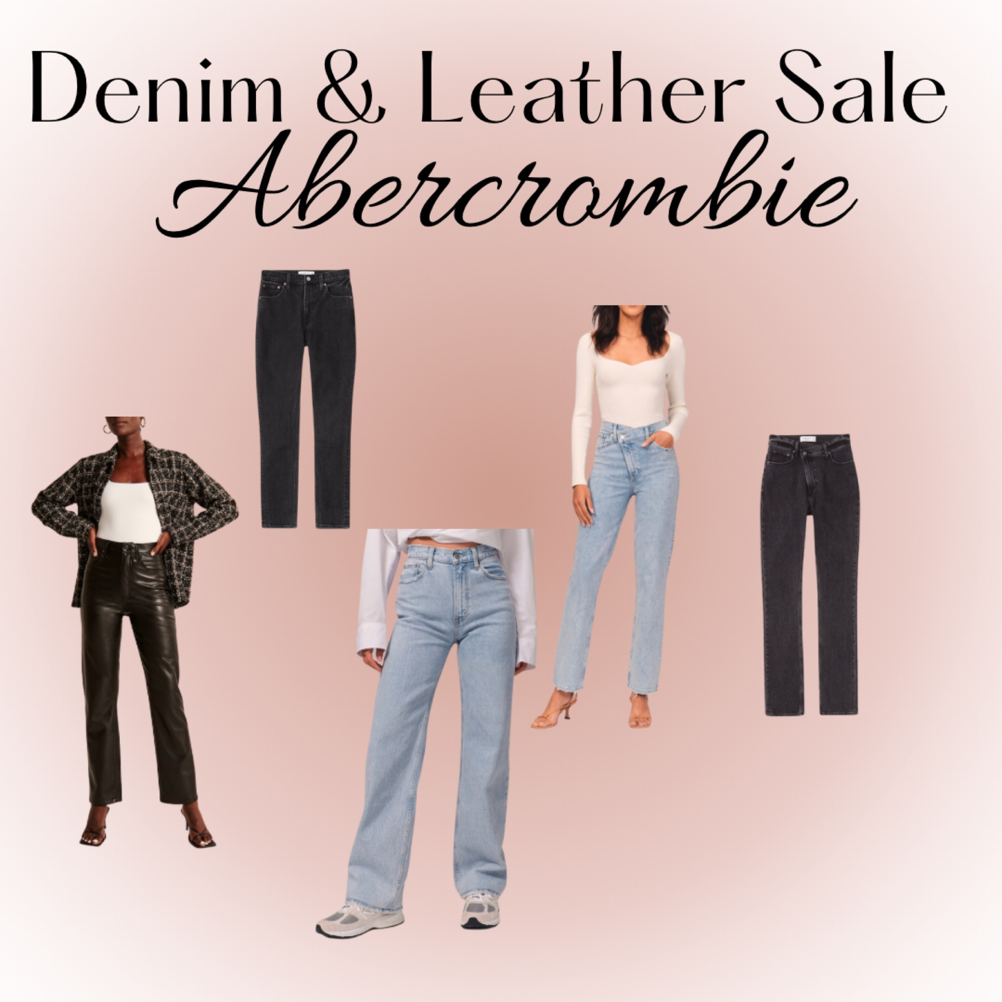 My top picks from the Abercrombie leather and denim pant sale! 
25% off denim and leather pants plus an additional 15% off when you use code DENIMAF until February 6th 

#LTKunder100 #LTKsalealert #LTKSale