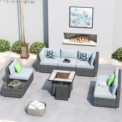 8 Piece Sectional Seating Group with Cushions | Wayfair North America