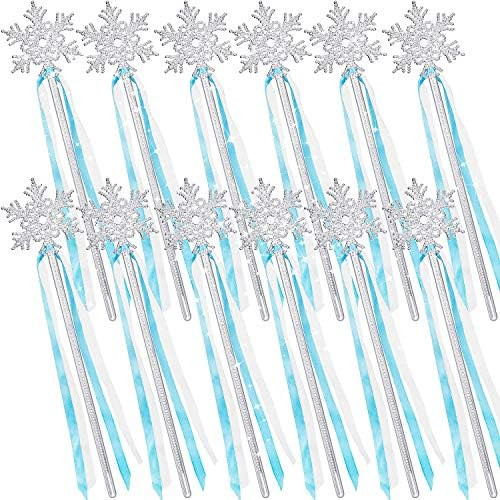 12 Pieces Frozen Snowflake Wand Silver Snowflake Magic Wand Snowflake Theme Winter Wand Princess ... | Amazon (US)