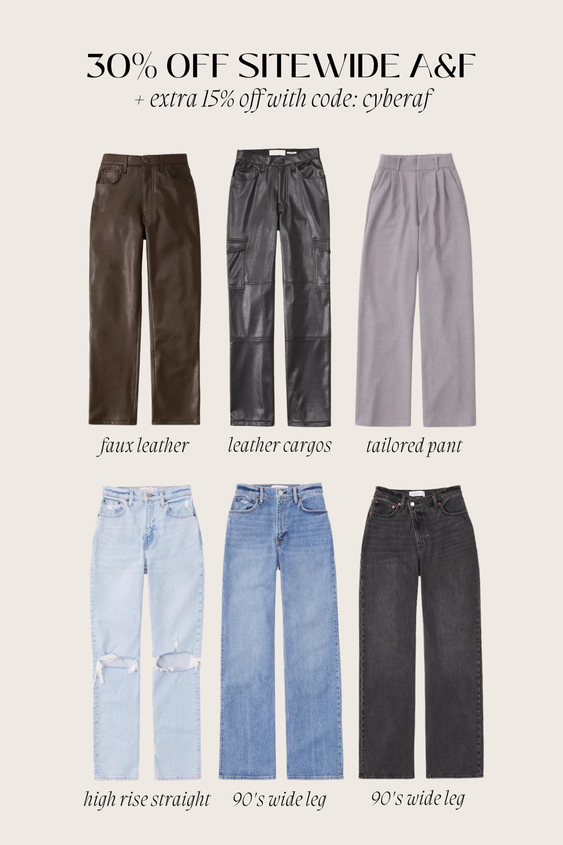 Abercrombie sale! CYBERAF stacks for 15% off on top of the 30% off! 



#LTKsalealert #LTKSeasonal #LTKCyberweek