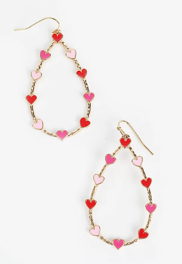 Pink And Red Mini Heart Teardrop Earrings | Maurices