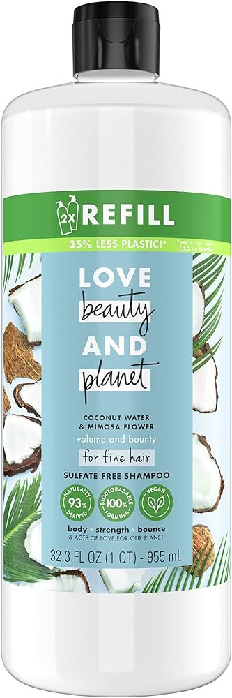 Love Beauty And Planet Sulfate Free Shampoo Volumizing Shampoo for Fine Hair Coconut Water and Mi... | Amazon (US)