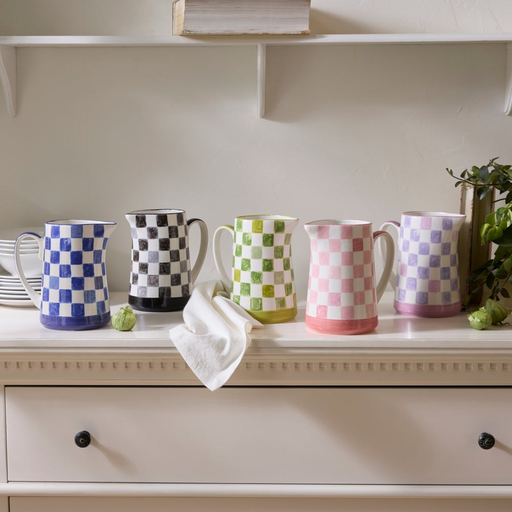 Stoneware Check Pitcher | MacKenzie-Childs