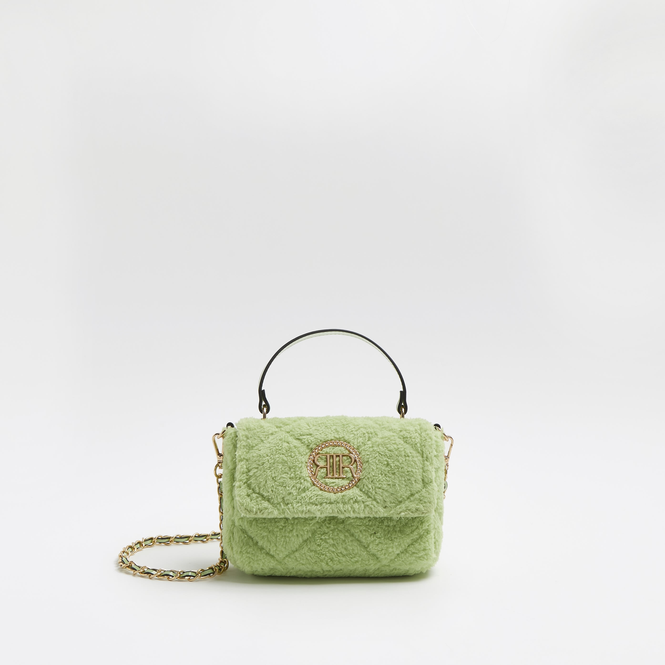 River Island Womens Green quilted borg cross body bag | River Island (UK & IE)