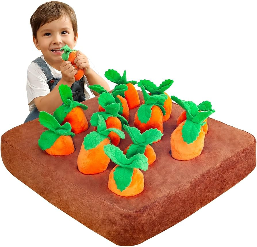 Toys for Toddlers, 12Pcs Radishes Toys Carrot Harvest Game, Soft Orange Plush Vegetable Plush, Me... | Amazon (US)
