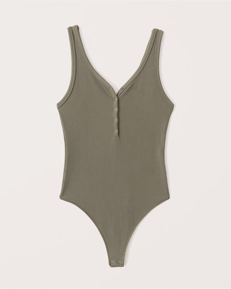 Seamless Ribbed Henley Bodysuit | Abercrombie & Fitch (US)