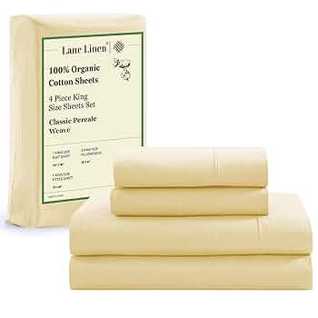Lane Linen 100% Organic Cotton King Size 4 Piece Sheet Set – Ultra-Soft & Breathable Percale Be... | Amazon (CA)