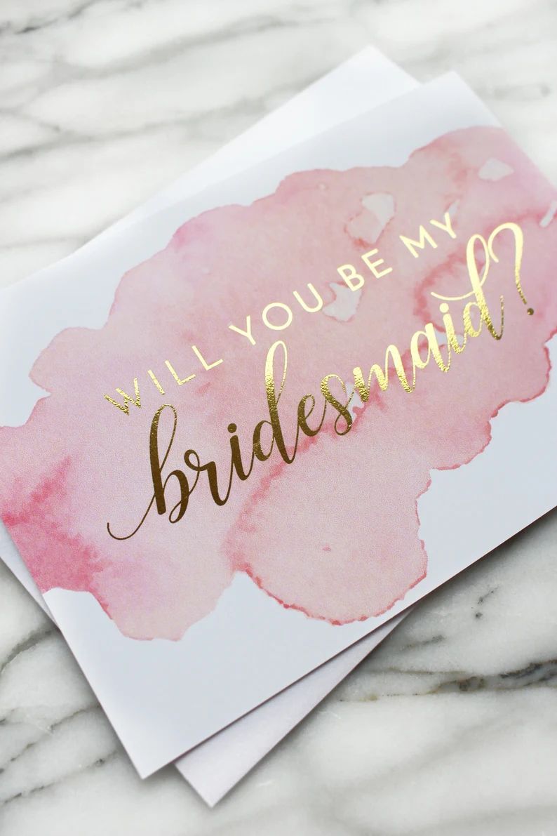 Will You Be My Bridesmaid Cards, Gold Foil Bridesmaid Proposal Card, Maid of Honor Card, Wedding ... | Etsy (US)