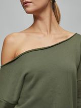 Off Shoulder Sweatshirt in French Terry - Olive | Carbon38