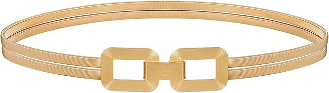 Skinny Metal Elastic Waist Belt for Women Stretch Thin Belt for Dresses | Amazon (US)