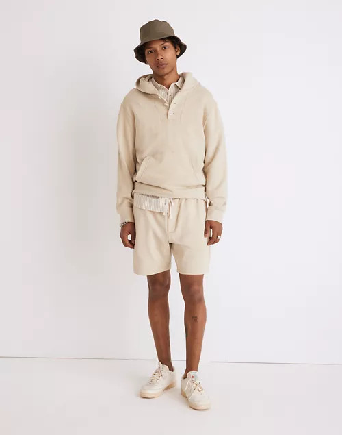 Cotton-Hemp Terry Henley Hoodie Sweatshirt | Madewell