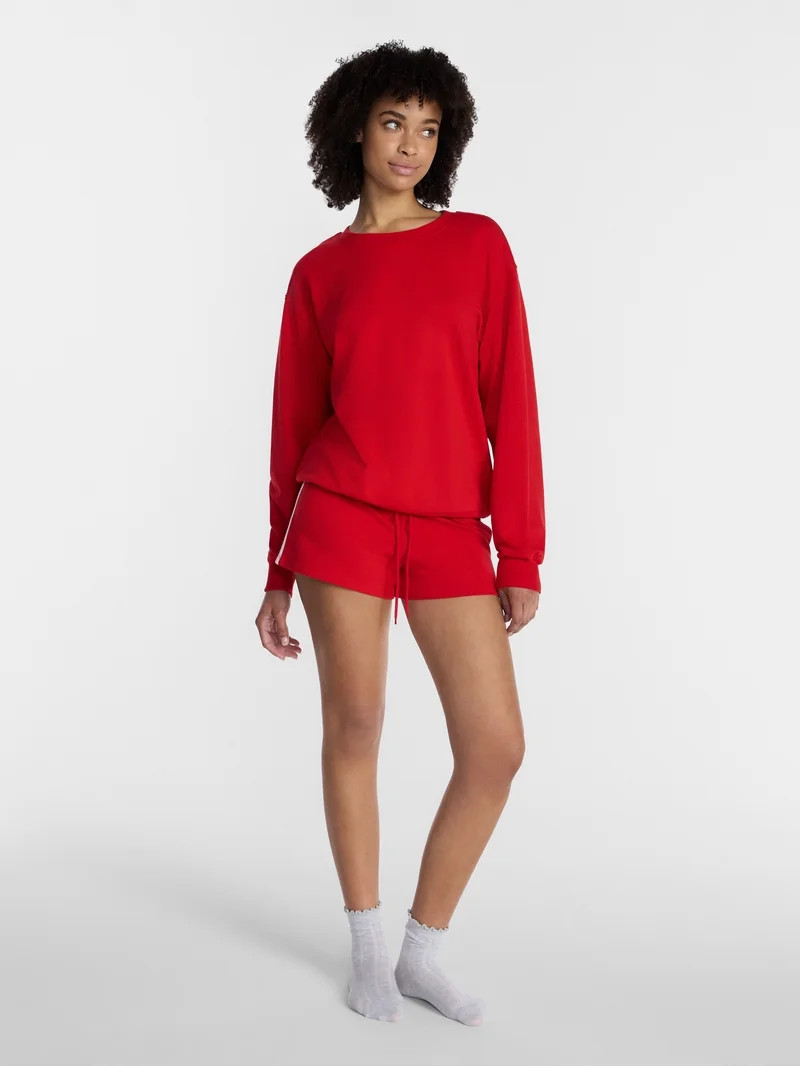 No Boundaries Sleepwear Top with Long Sleeves, Women\u2019s XXS-3X | Walmart (US)