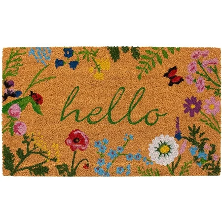 Floral Hello Doormat Multicolor Heavy Duty Doormat Indoor Outdoor Easy Clean Low-Profile Waterproof  | Walmart (US)