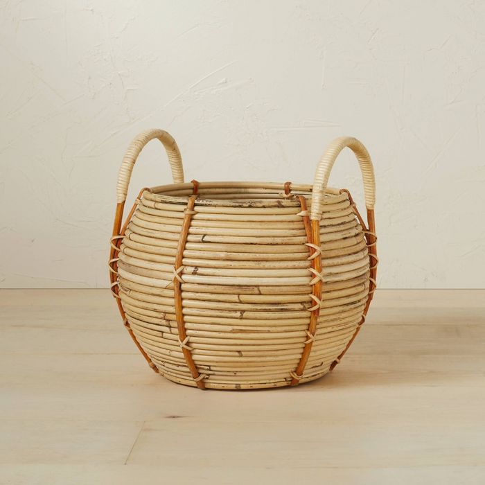 10" x 10.5" Round Rattan Basket with Handle Natural - Opalhouse™ designed with Jungalow™ | Target