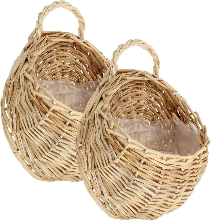 Rattan Woven Hanging Basket 9X7X3.5 Inch Wall Planter for Indoor Outdoor Use Wicker Wall Basket f... | Amazon (US)