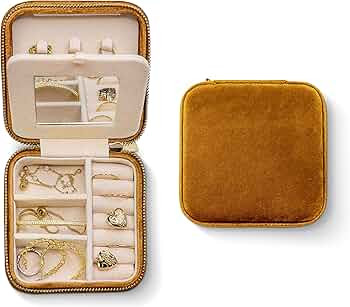 Plush Velvet Travel Jewelry Box Organizer | Travel Jewelry Case, Jewelry Travel Organizer | Small... | Amazon (US)