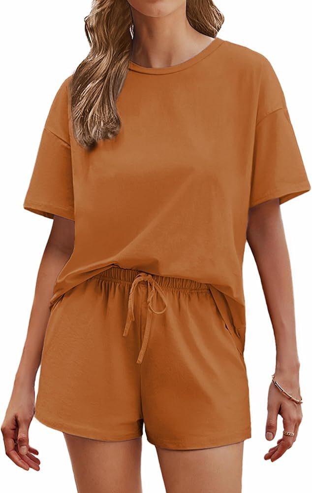 Ekouaer Cotton Pajamas Set for Womens Soft Short Sleeve Lounge Set Shorts Sleepwear Set 2 Piece P... | Amazon (US)