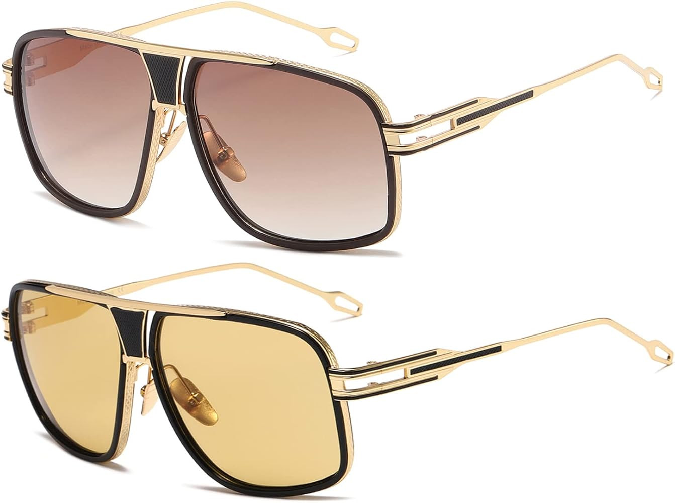 Sunglasses For Men Goggle Alloy Big Frame Metal Punk Style Shield AE0336 | Amazon (US)