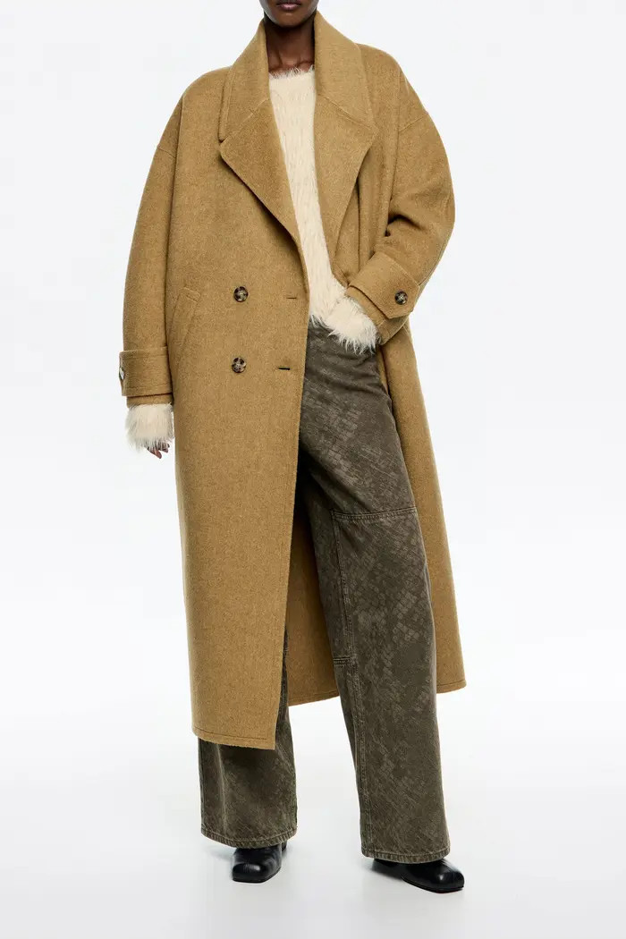 Ocher Double-Face Maxi Lapel Long Coat | Nordstrom