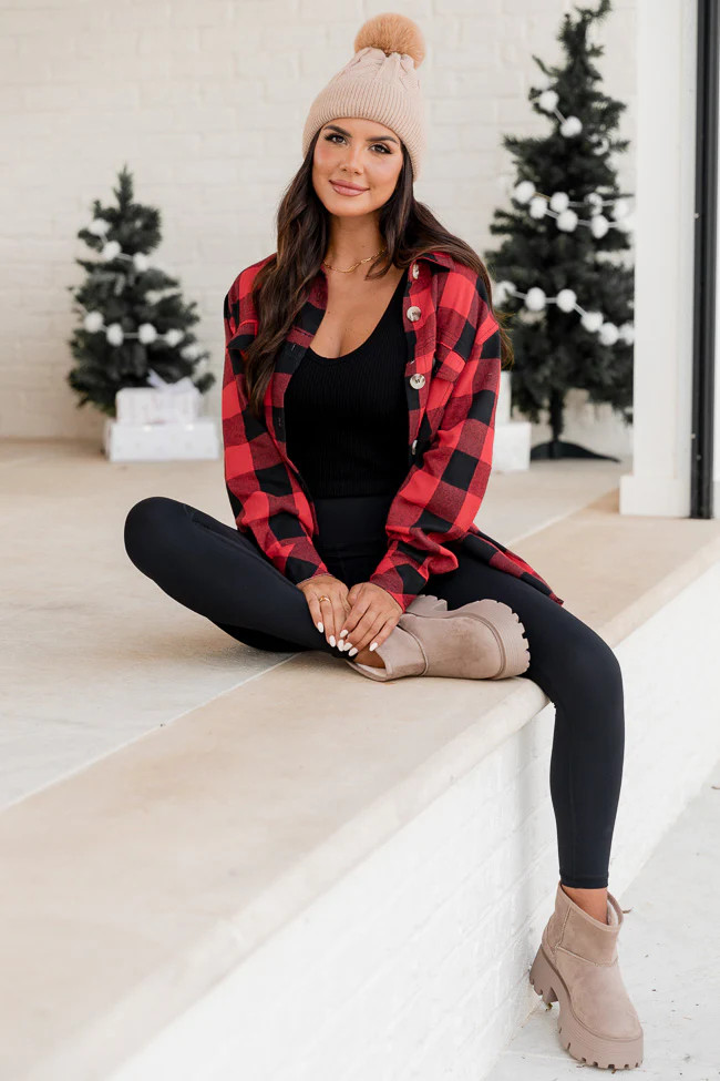 Round It Up Red And Black Plaid Button Front Shirt | Pink Lily