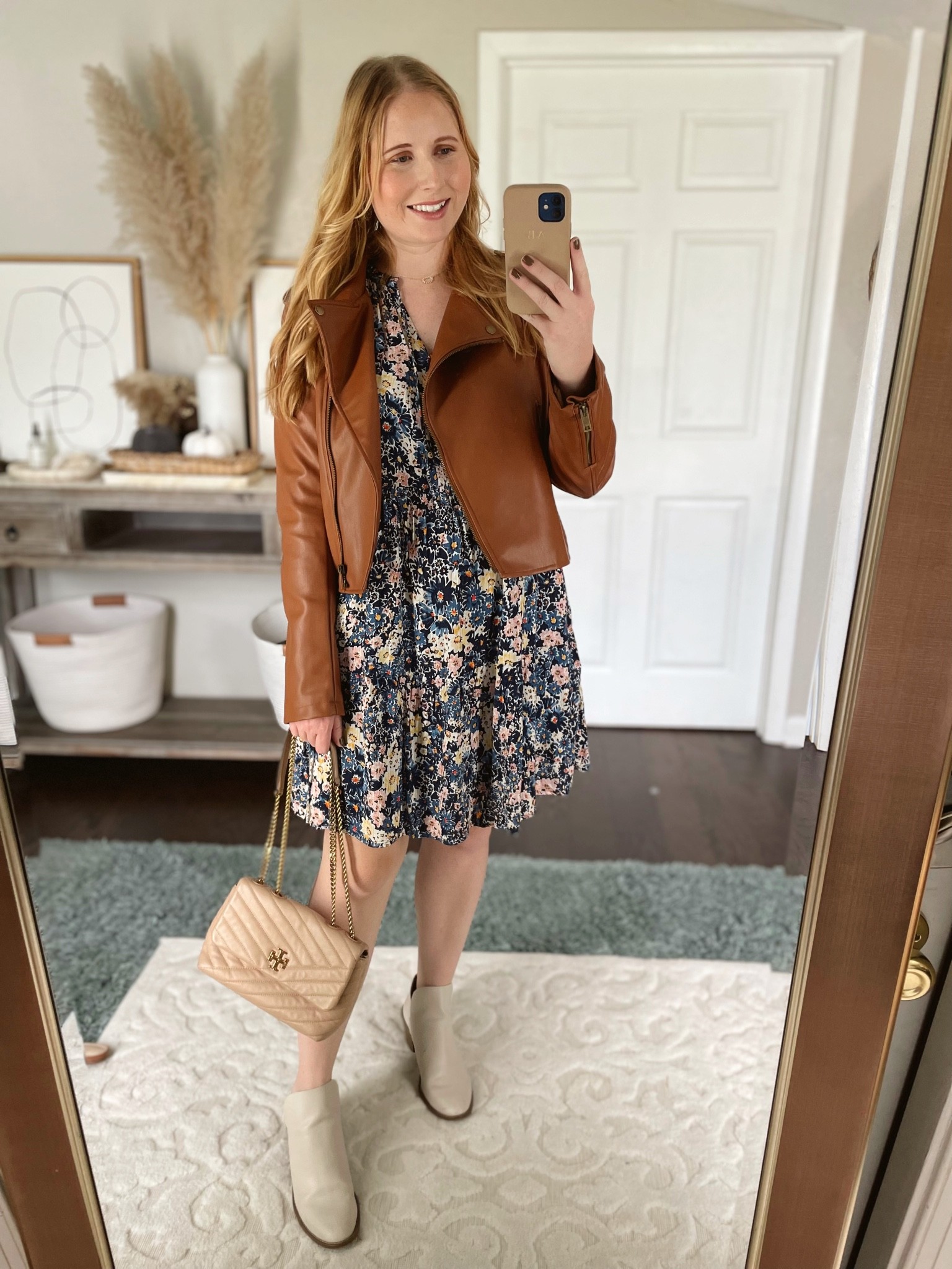 Fall dress: size small (i size down at LOFT) // fall outfits, teacher outfits, faux leather jacket, moto jacket, loft style, loft fall dress, fall outfit ideas 

#LTKworkwear #LTKSeasonal #LTKunder100