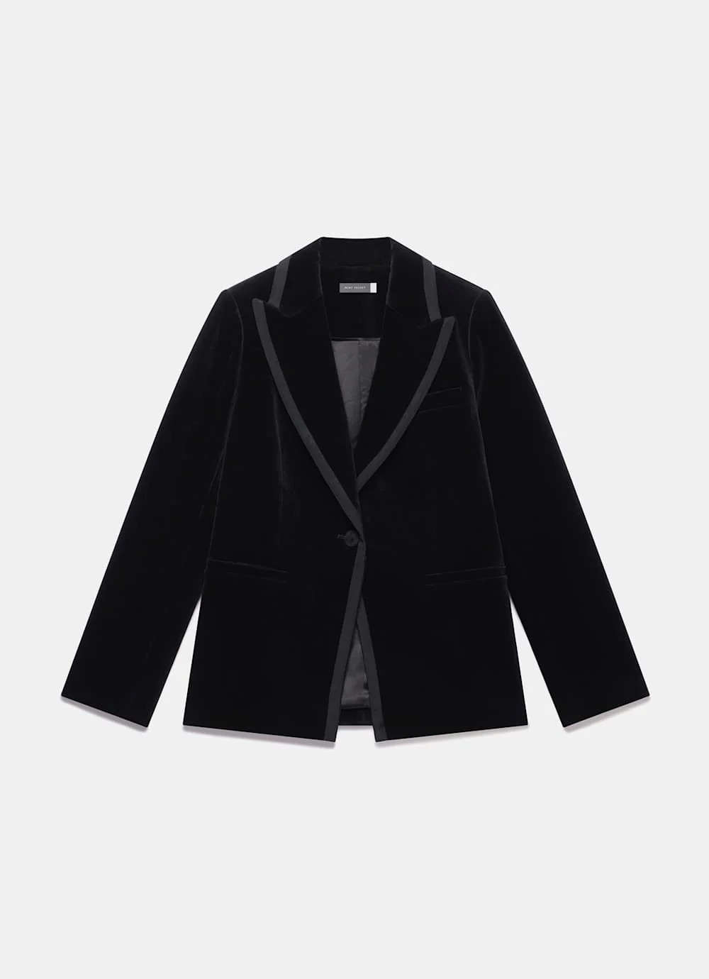Black Velvet Satin Trim Tux Blazer | Mint Velvet
