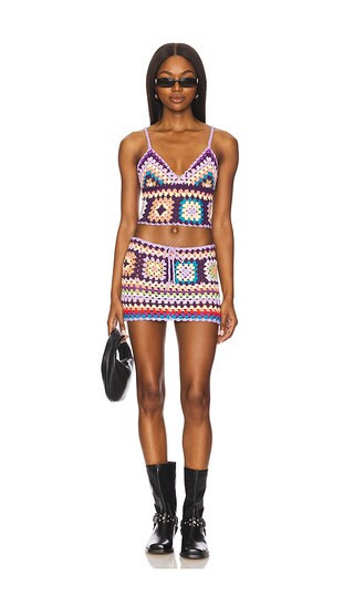 MORE TO COME Alcie Crochet Skirt Set in Purple. - size S | Revolve Clothing (Global)