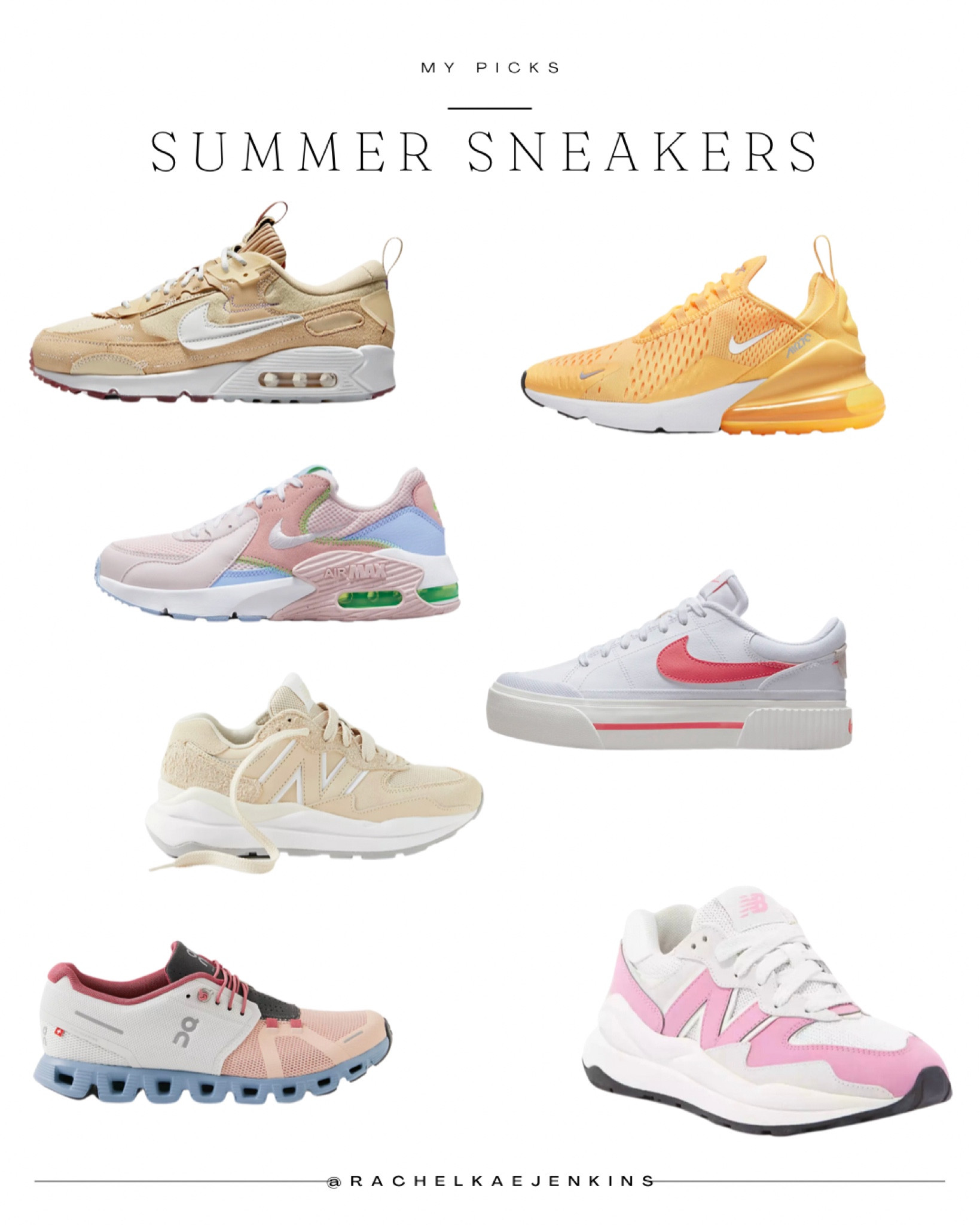 Summer sneakers
New balance sneaker, cloud sneaker, Nike sneaker, pink sneaker, neutral sneaker, multi color sneaker 

#LTKshoecrush #LTKunder100 #LTKunder50