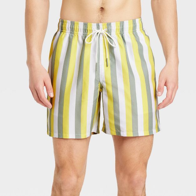 Men's Cabana Striped Swim Trunk - Goodfellow & Co™ Yellow | Target