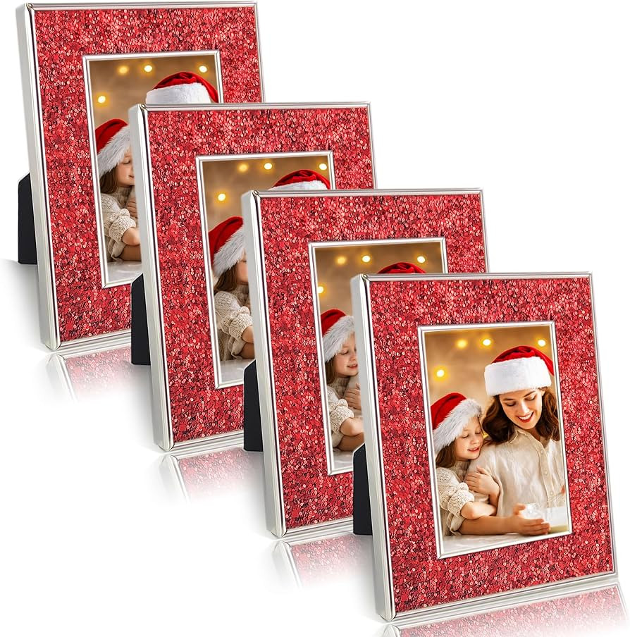 2x3 Picture Frames, Small Real Glass Frame, Glitter Mini Photo Frames for Tabletop, Elegant Home ... | Amazon (US)
