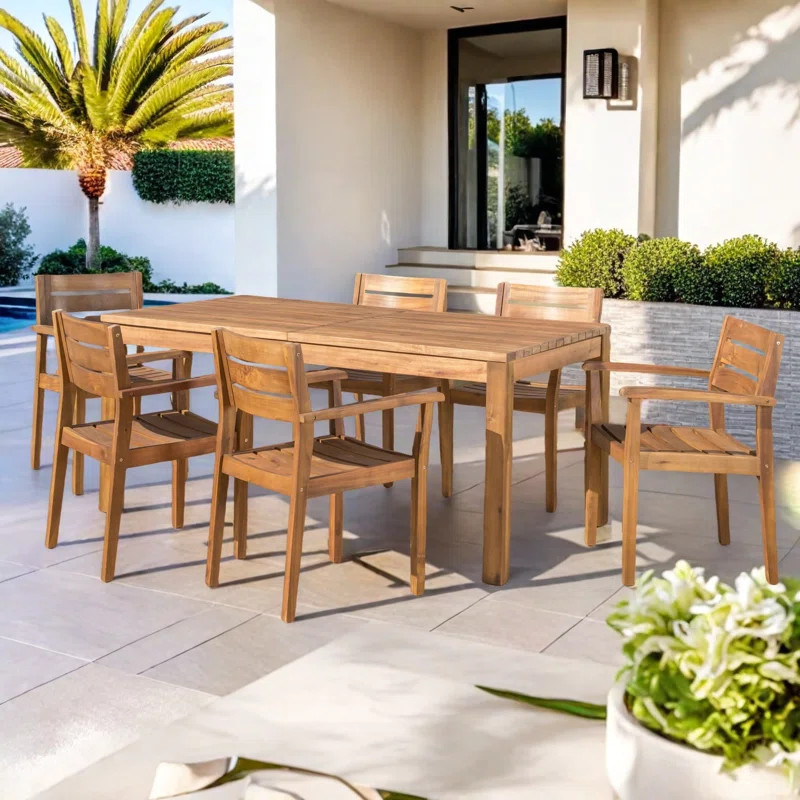Categoras 6 - Person Wood Patio Dining Set with Extendable Rectangular Table | Wayfair North America
