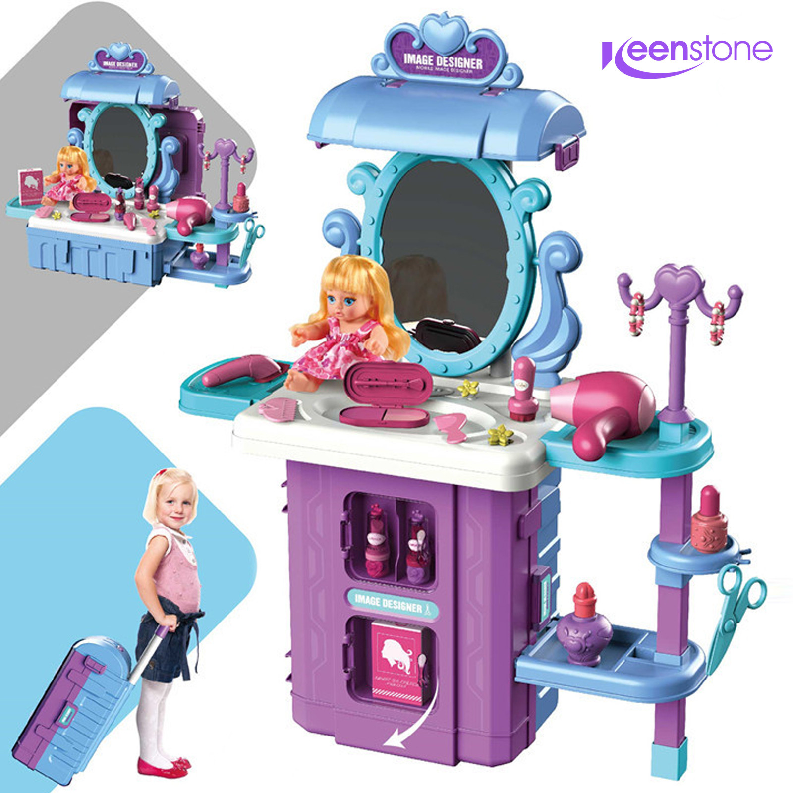 Keenstone Play Girls Beauty Salon Set for Kids, Kids Play air Stylist Toy, Simulation of Spray, 3... | Walmart (US)