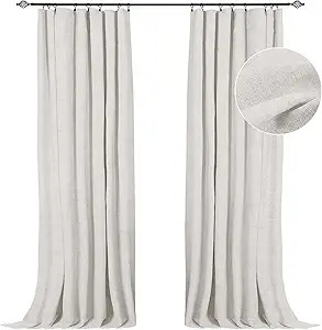 100% Blackout Shield Linen Blackout Curtains 84 Inch Long 2 Panels Set, Clip Rings/Rod Pocket Bla... | Amazon (US)