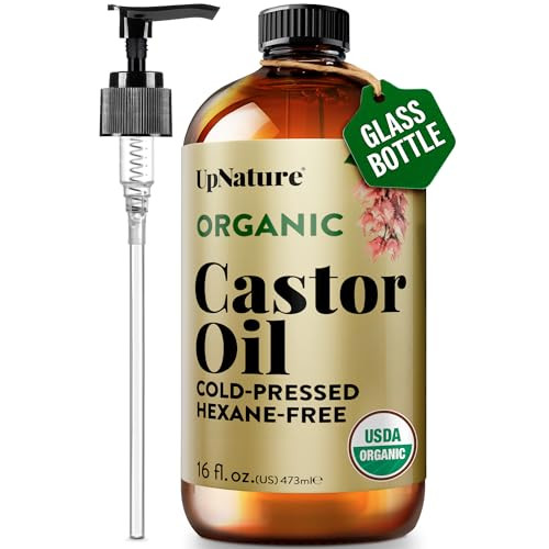 UpNature Organic Castor Oil, Cold Pressed Hexane-Free, 16oz Glass Bottle | Amazon (US)