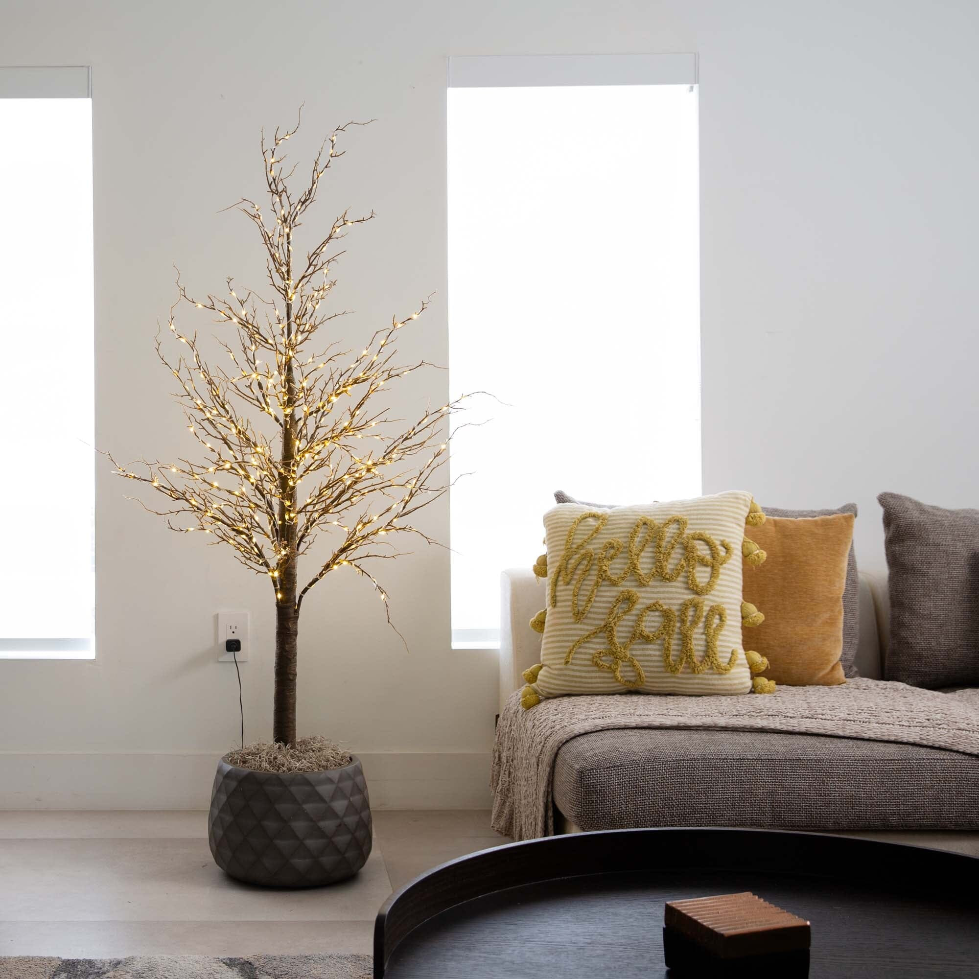 5’ Pre-Lit Artificial Twig Tree with 360 Warm White LED Lights | Nearly Natural | Nearly Natural