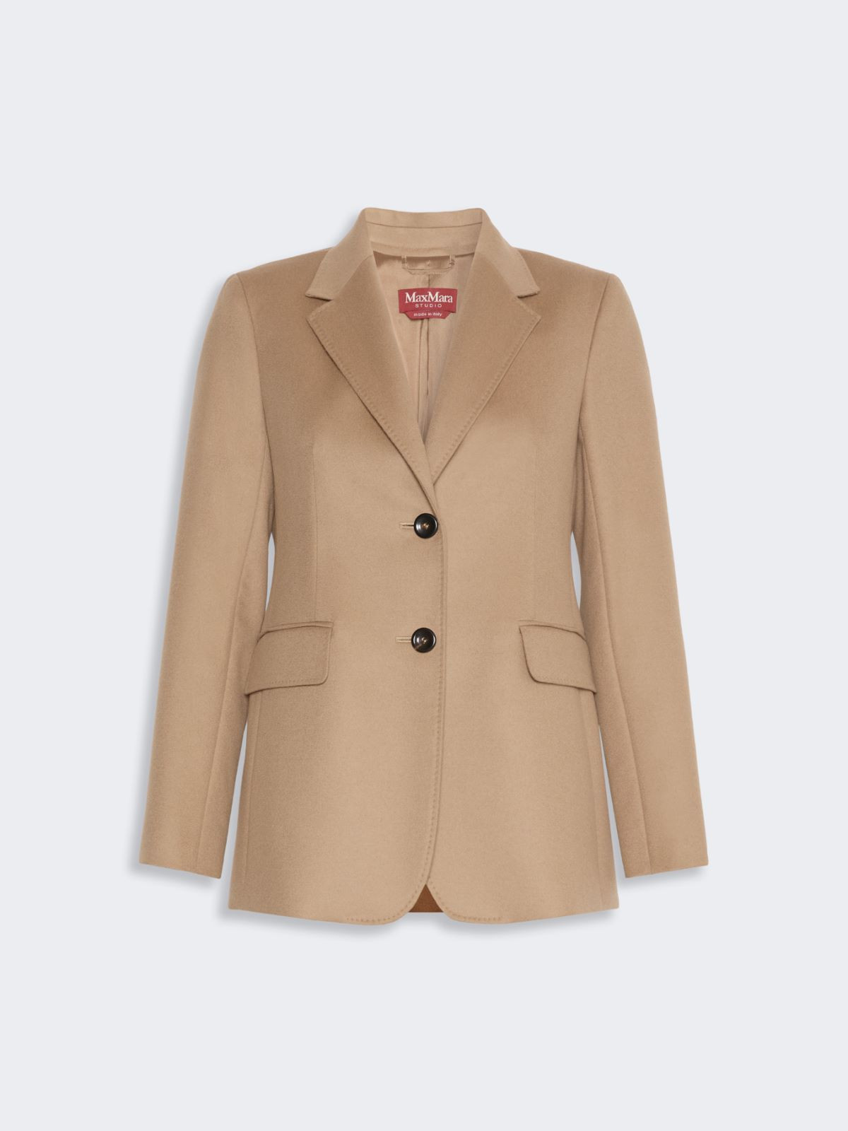 Max Mara single-breasted wool broadcloth blazer in camel