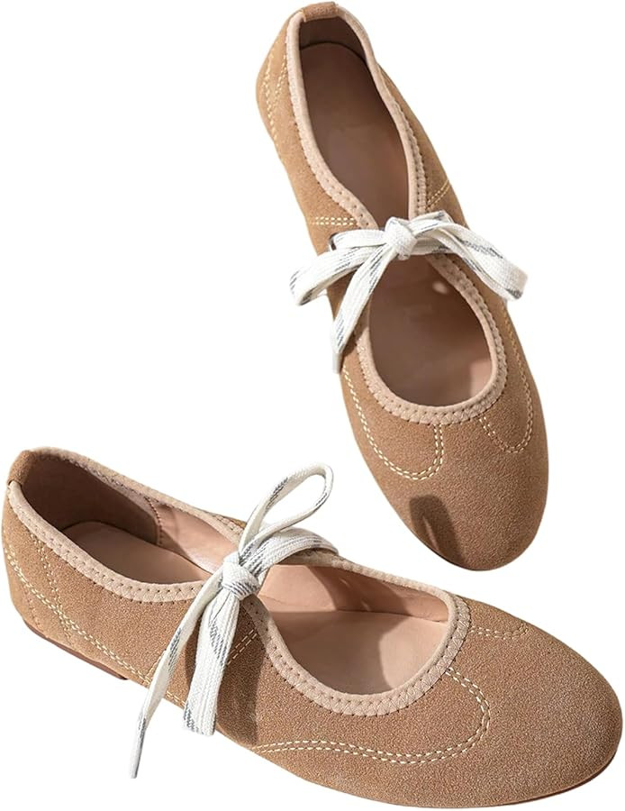 Women's Bowknot Closed Toe Flats Shoes Round Toe Slip On Casual Ballet Flats Dress Shoes | Amazon (US)