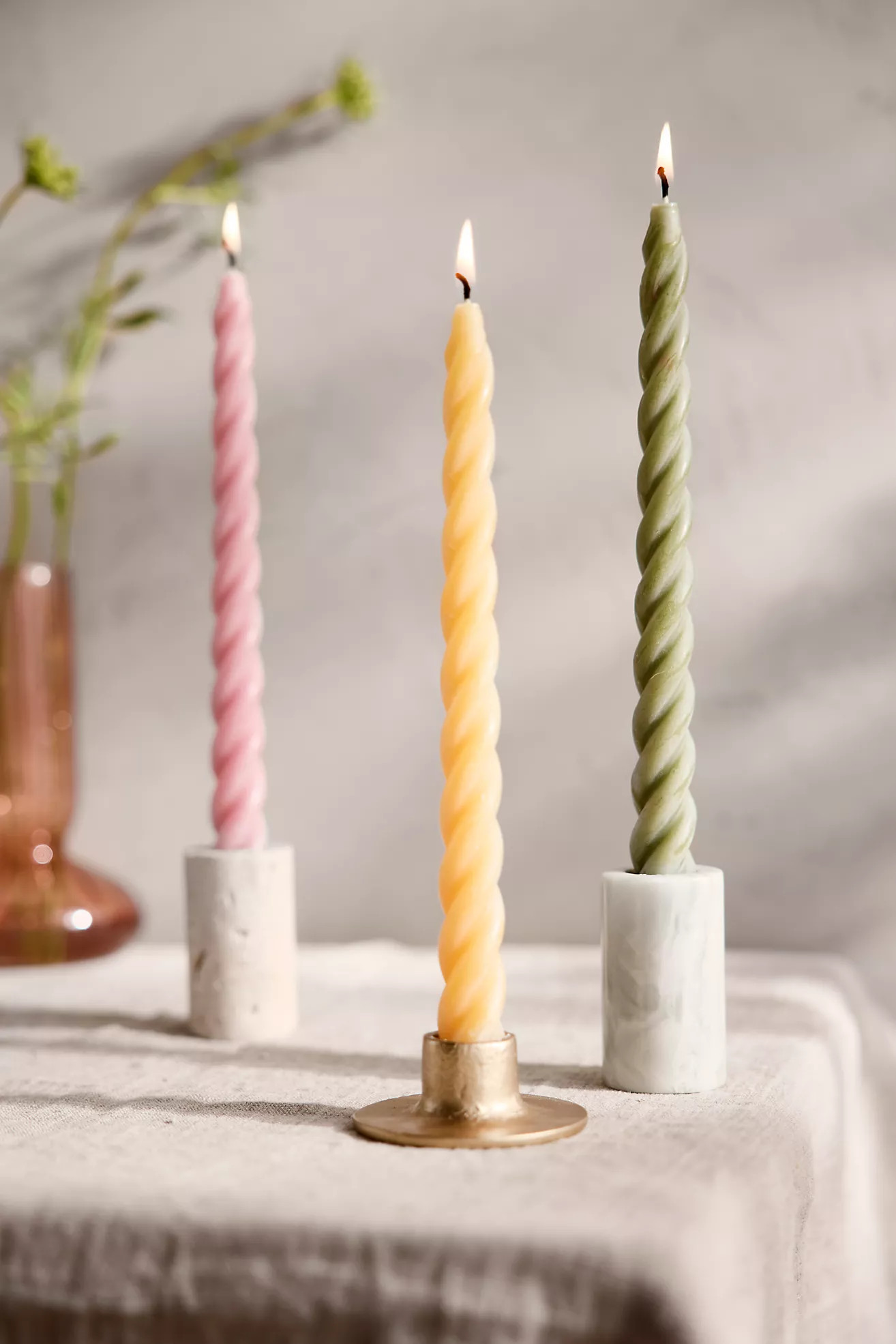 Twisty Taper Candles, Set of 3 Spring Mix | Anthropologie (US)