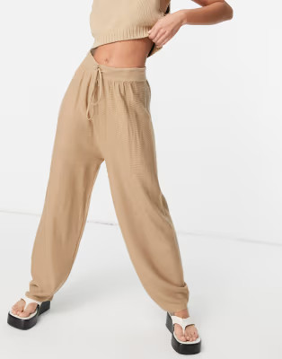 Mango slouchy comfy pants in camel | ASOS (Global)