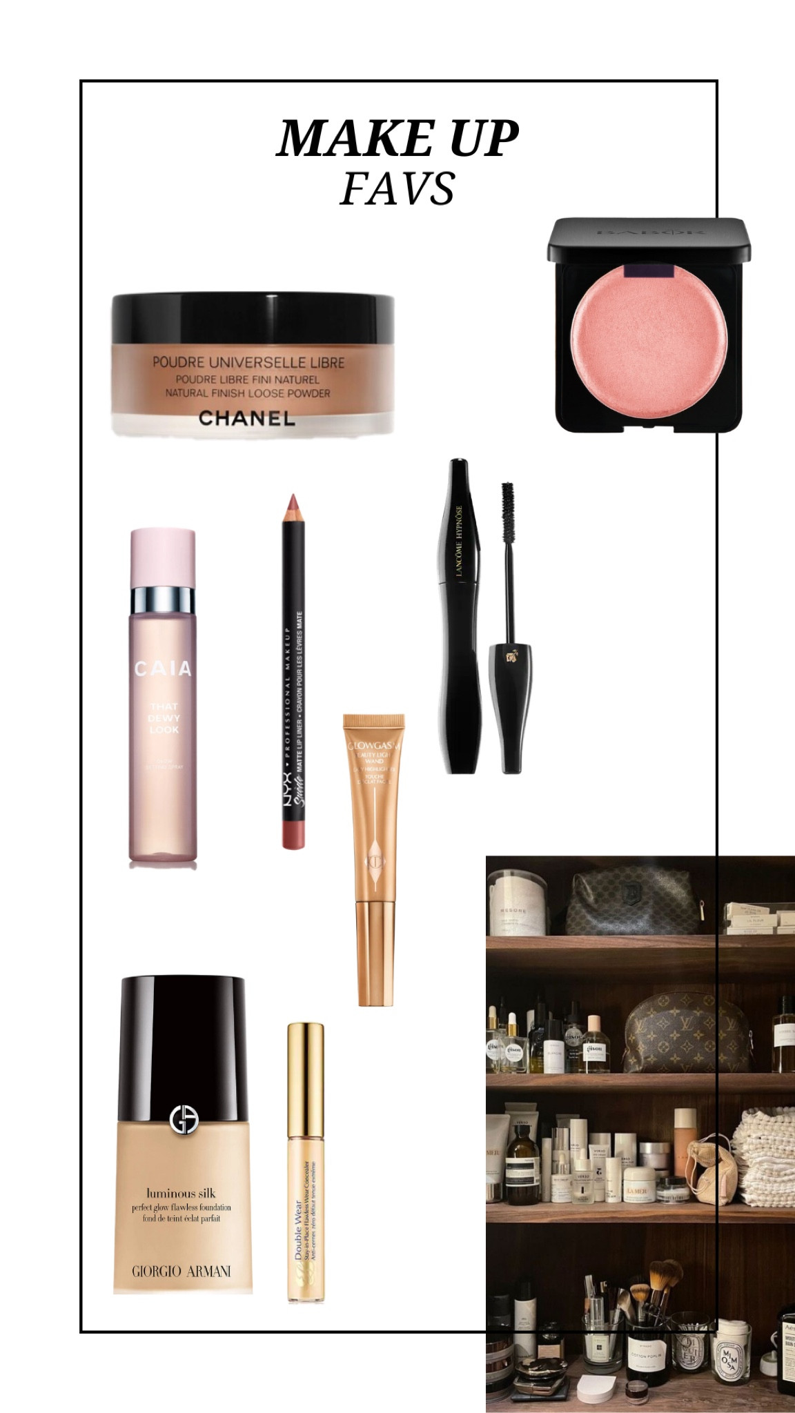 Beauty favorites ✨

Babor blush, pink blush, rouge, neutral lipliner, estee lauder double wear concealer, armani luminous silk foundation, chanel bronzer, nyx lipliner, Charlotte tilbury highlight wand 

#LTKeurope #LTKbeauty #LTKFind